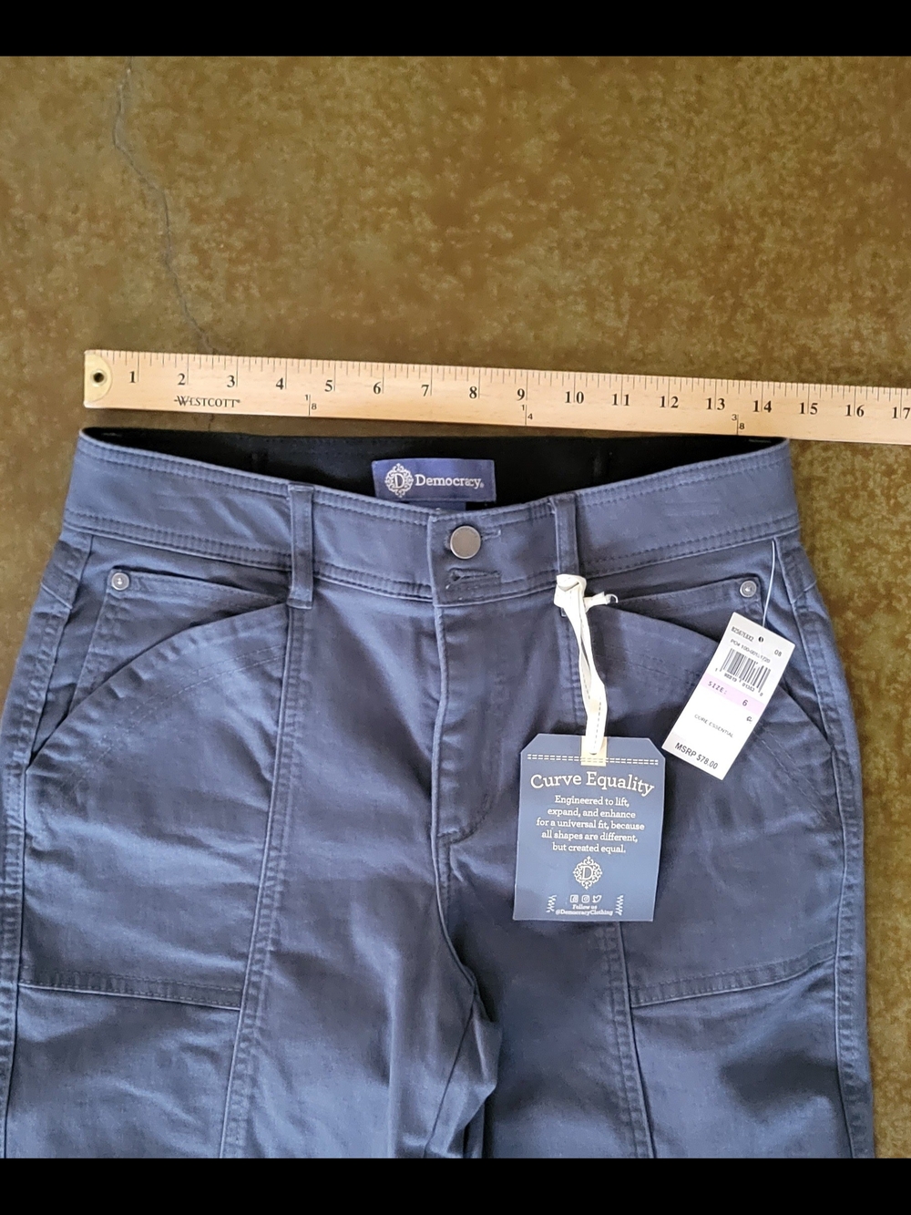 Democracy "Ab" Solution High-Rise Utility Pants in Slate Gray Sz 6 - Picture 4 of 10
